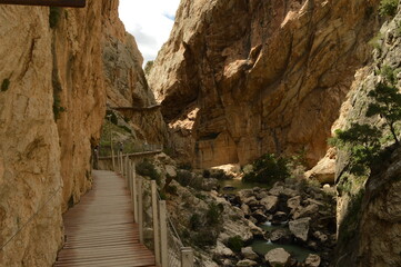 Fototapeta premium The scary hiking path El Caminito Del Rey and the stunning town of Ronda in Spain