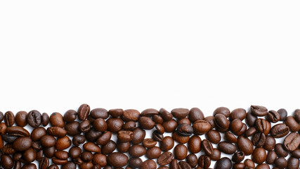 Set of fresh roasted coffee beans isolated on white background