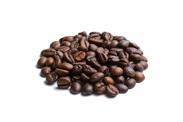 Set of fresh roasted coffee beans isolated on white background