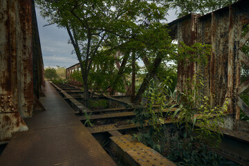 Old rusty train bridge