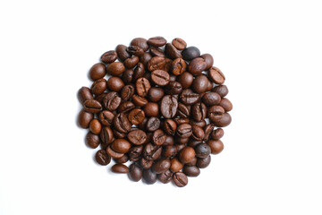 Set of fresh roasted coffee beans isolated on white background