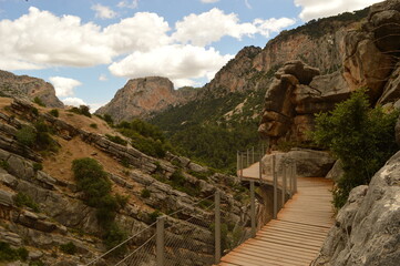 Fototapeta na wymiar The dramatic and dangerous walkway Caminito Del Rey and the town of Ronda in Southern Spain