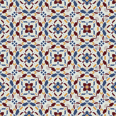 Creative color abstract geometric pattern white yellow brown blue , vector seamless, can be used for printing onto fabric, interior, design, textile, carpet, rug, pillow, tiles.