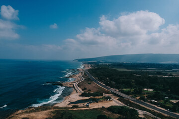 drone landscape beach israel akziv