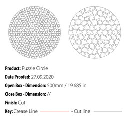 Two types Jigsaw puzzle circle template cut - die cut - vector