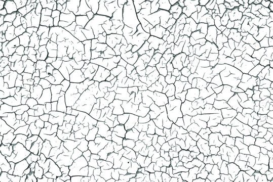 Crackle paint overlay. Vector black and white grunge pattern made from  natural oil paint crackle. Cool texture of cracks, stains, scratches,  splash, etc for print and design. EPS10. Stock Vector
