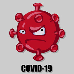 Virus, COVID-19, coronavirus, epidemic, quarantine, pandemic,  pattern, vector illustration set background, angry virus