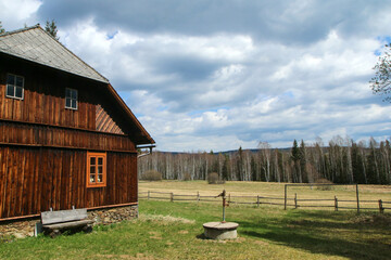The old traditional wooden house in the protected natural area in Czech Republic.  © shootingtheworld