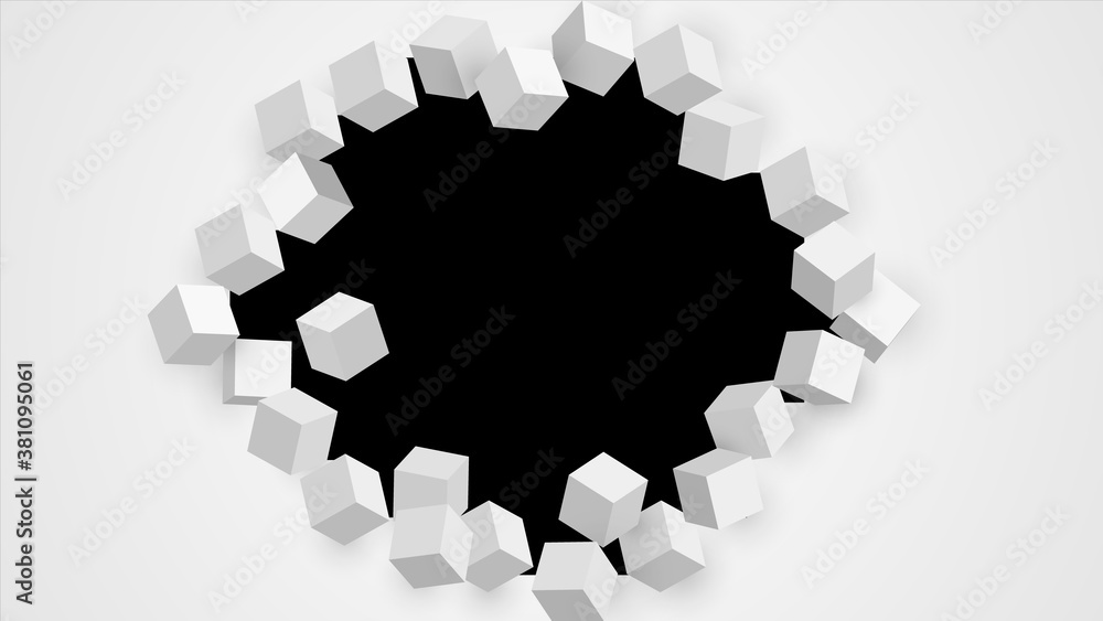 Aufkleber abstract 3d cubes. broken wall with space for text. abstract vector explosion.