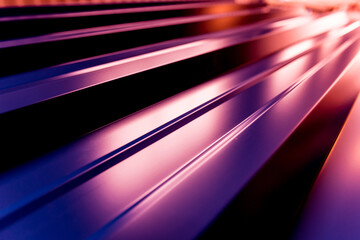 Violet metallic roof tiles background with light pattern.
