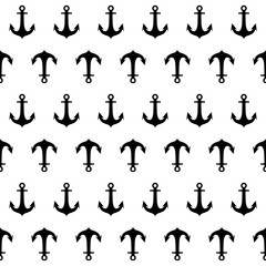 Nautical summer seamless sea style pattern with anchors 