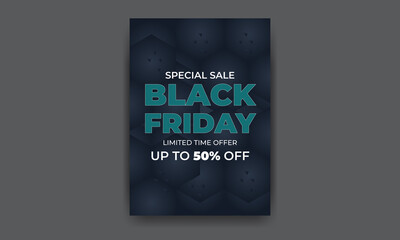 Fototapeta na wymiar Black Friday Flyer Sale and Poster Design Template, Leaflet with A4 Size