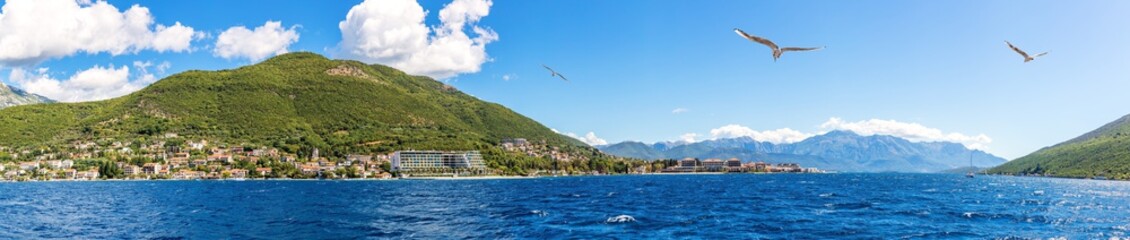 Fototapeta na wymiar The Bay of Kotor beautiful panorama, Montenegro