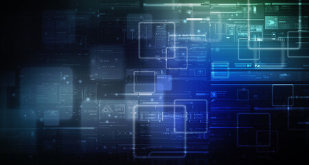 Fototapeta premium 2d illustration Abstract futuristic electronic circuit technology background