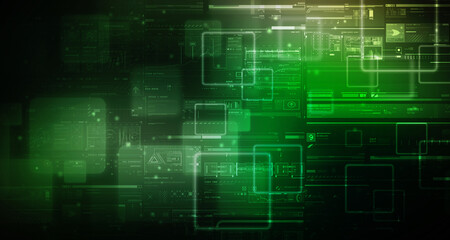 2d illustration Abstract futuristic electronic circuit technology background