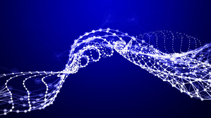 Abstract Molecural background. Particles wave. Science background. Space abstract. Futuristic point wave. 3D abstract digital wave particles. Landscape background . 3d rendering.