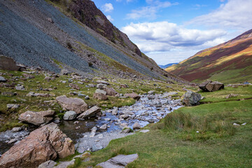 landscape with sky and clouds and river
