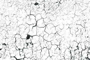 Crackle paint overlay. Vector black and white  grunge pattern made from natural oil paint crackle. Cool texture of cracks, stains, scratches, splash, etc for print and design. EPS10.