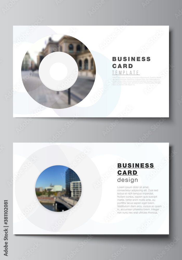 Poster vector layout of two creative business cards design templates, horizontal template vector design. ba