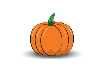 Single ripe pumpkin isolated on white background. Autumn food and vegetables concept. Flat vector illustration