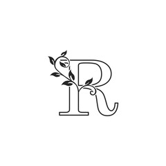 R Nature Floral initial letter logo icon. Monogram luxury floral leaves with letter logo icon for luxuries business.
