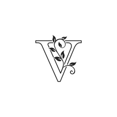 V Nature Floral initial letter logo icon. Monogram luxury floral leaves with letter logo icon for luxuries business.
