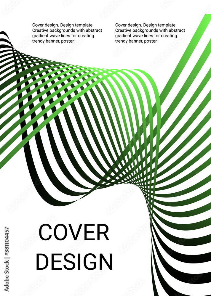 Fototapete Cover design. Design template. Creative backgrounds with abstract gradient wave lines for creating trendy banner, poster