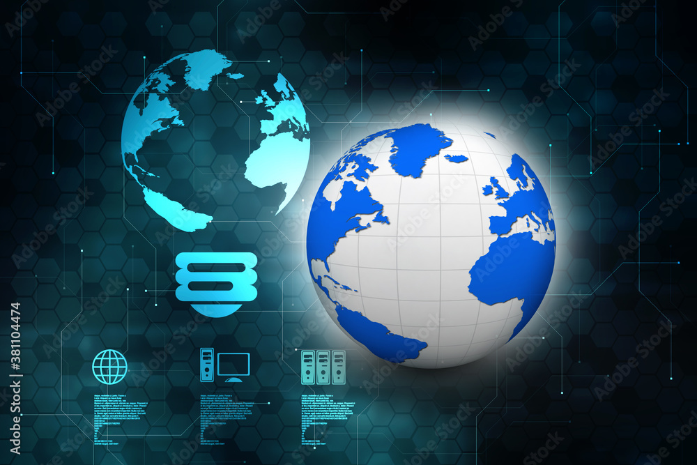 Poster 3d rendering abstract world concept