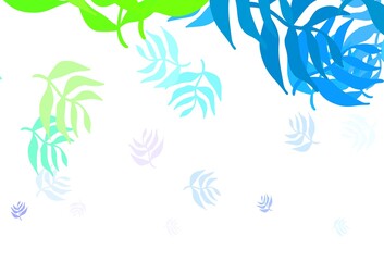 Fototapeta na wymiar Light Blue, Green vector doodle layout with leaves.