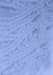 Frost creates fascination patterns on a window in winter. Frosty pattern on the window