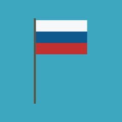 Russia flag icon in flat design. Independence day or National day holiday concept.