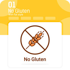 Fototapeta premium gluten free food allergy product. Dietary label vector icon with flat style isolated on white background. Vector symbol design template for web design, mobile app, organic eco business and agriculture