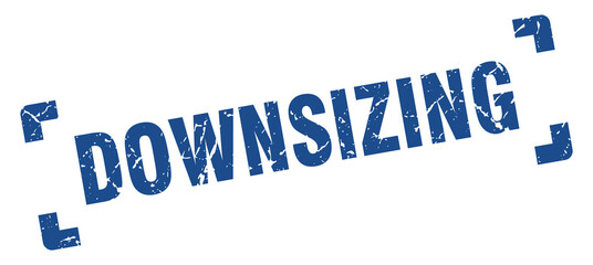 downsizing stamp. square grunge sign isolated on white background