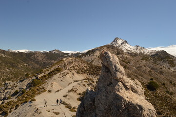 Hiking in the beautiful nature of the Sierra Nevada Mountain range in Spain