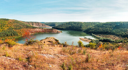 Landscape in national nature park Podilski Tovtry, Studenytsia river is tributary of Dnister river