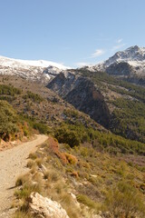 Fototapeta premium Hiking in the stunning valleys of the Sierra Nevada mountain range in Southern Spain