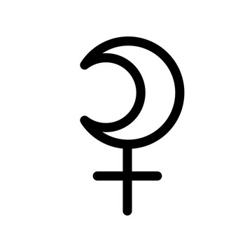 Selena planet symbol. Vector sign. Astrological calendar. Zodiacal black and white horoscope. Outline illustration. Jyotisha. Hinduism, Indian or Vedic astrology