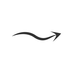 Doodle arrow icon. Black handmade curve arrow vector illustration. Isolated on white.