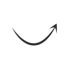 Doodle arrow icon. Black handmade curve arrow vector illustration. Isolated on white.