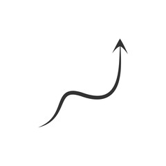 Doodle arrow icon. Black handmade curve arrow vector illustration. Isolated on white.