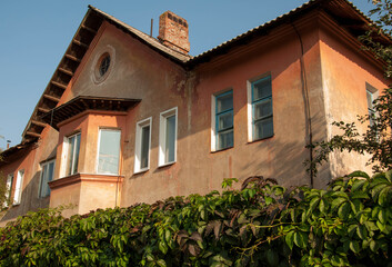 The facade of the apartment building, built in the mid-20th century in Europe. Quality image for your project