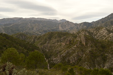 Fototapeta premium Hiking on the beautiful paths in the Sierra Nevada Mountains in Southern Spain