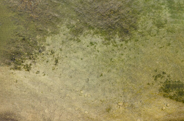 Fototapeta na wymiar Drone shot over water. Background of lake. Birds view. Copy Space