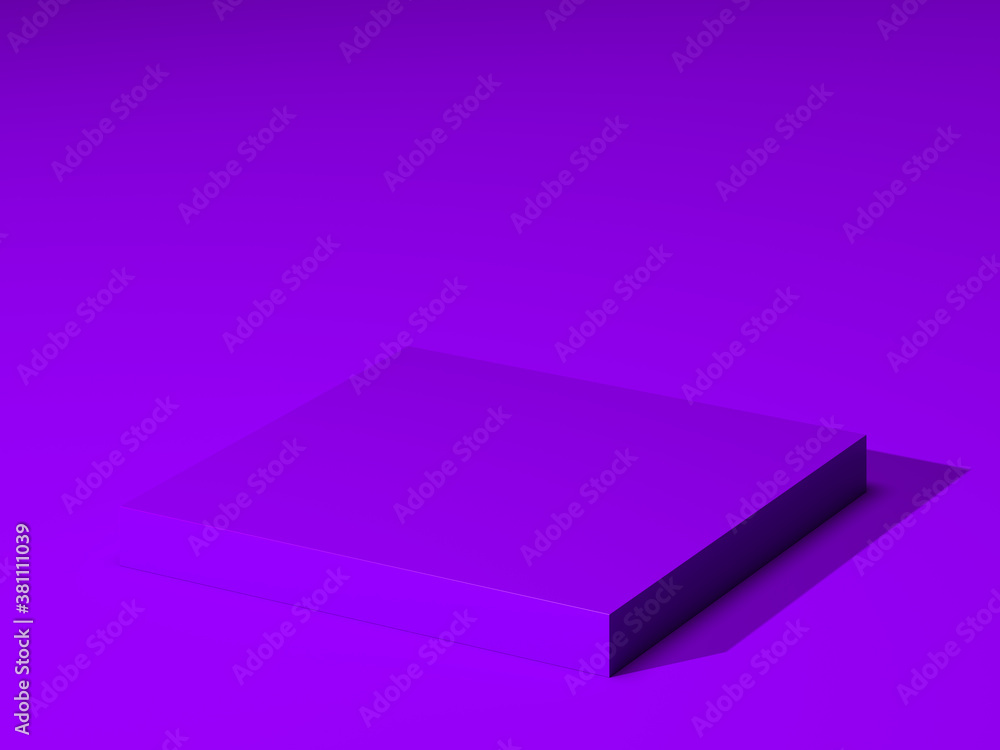 Poster violet blank foursquare showcase with empty space on violet background. 3d rendering. minimalism con