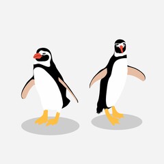 Obraz premium Illustration of a penguins couple on white background.