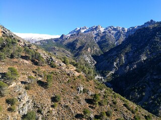 Hiking on the beautiful paths in the Sierra Nevada Mountains in Southern Spain