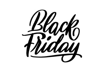 Black Friday lettering. Ad, poster, sign board design layout. Handwritten lettering. Сursive.