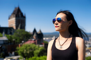 Chinese woman in old quebec city canada
