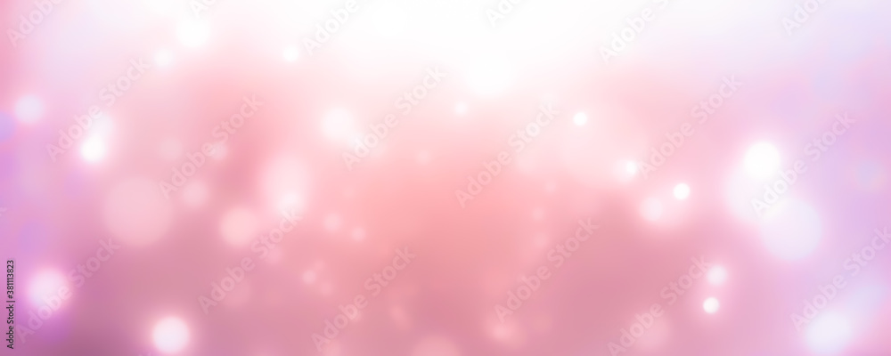 Wall mural abstract pink bokeh background - christmas or spring concept - blurred bokeh circles - greeting card