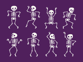 Fototapeta na wymiar Funny skeleton symbol. Halloween cartoon vector illustration
